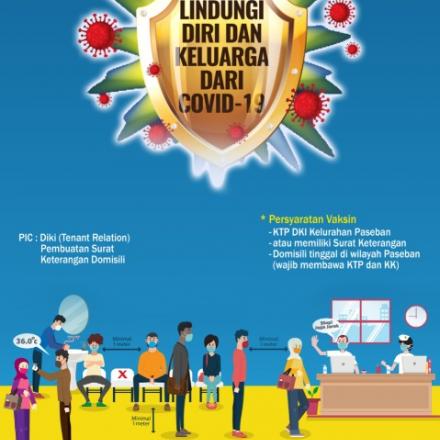 Vaksin Covid-19 di Apt Salemba Residence, Ruang Serba Guna Lantai 2, 1 Juli 2021 jam 08:00 – selesai